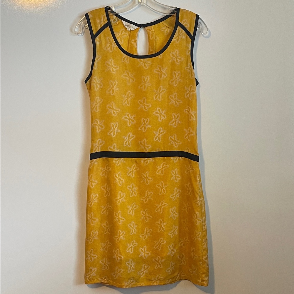 Metiseko Yellow 100% Natural Silk Dress Size Small